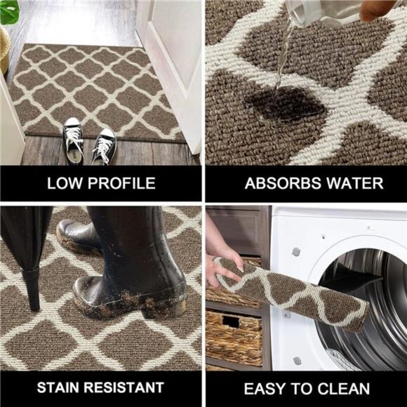 Washable Runner Rug 20"x59" Non Slip Rubber Backing Long Door Mats Entryway Rug - Picture 4 of 7